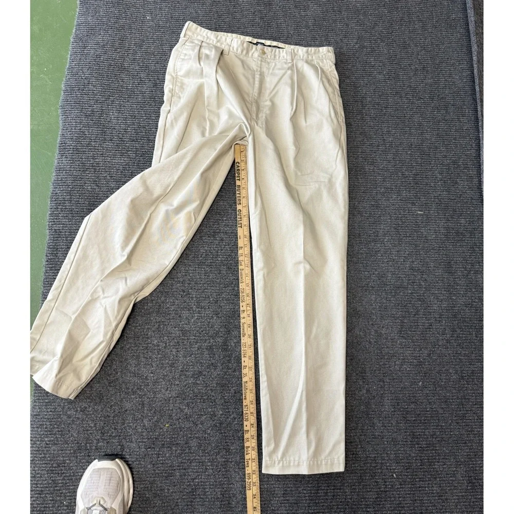 Polo Ralph Lauren Andrew Pants Mens Size 35x32 Khaki Vintage Baggy Pleated Chino